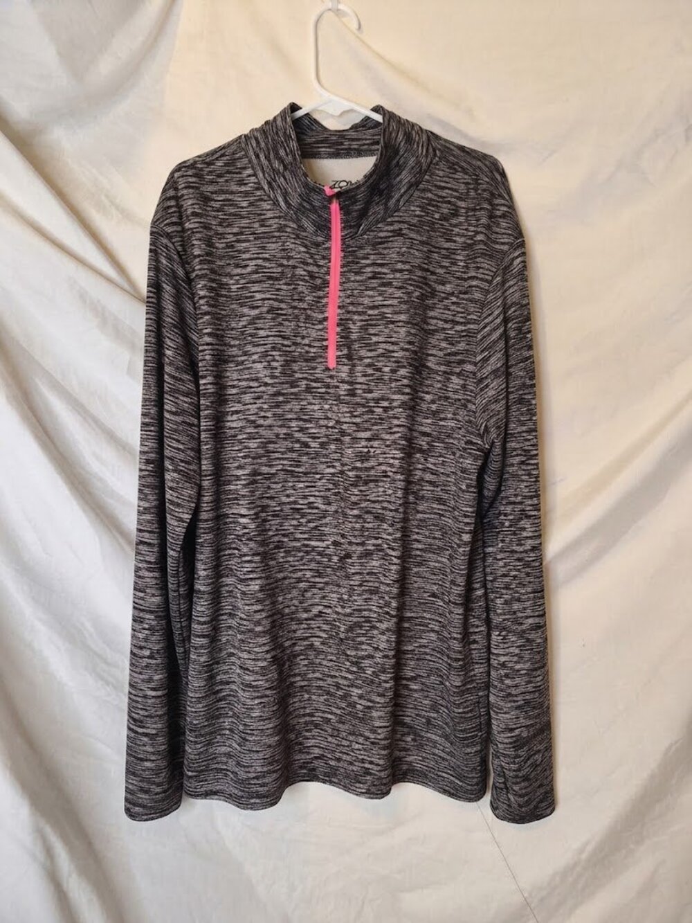 Zone Pro Black White Marled 1/4 Zip Athletic Pullover Top Size M